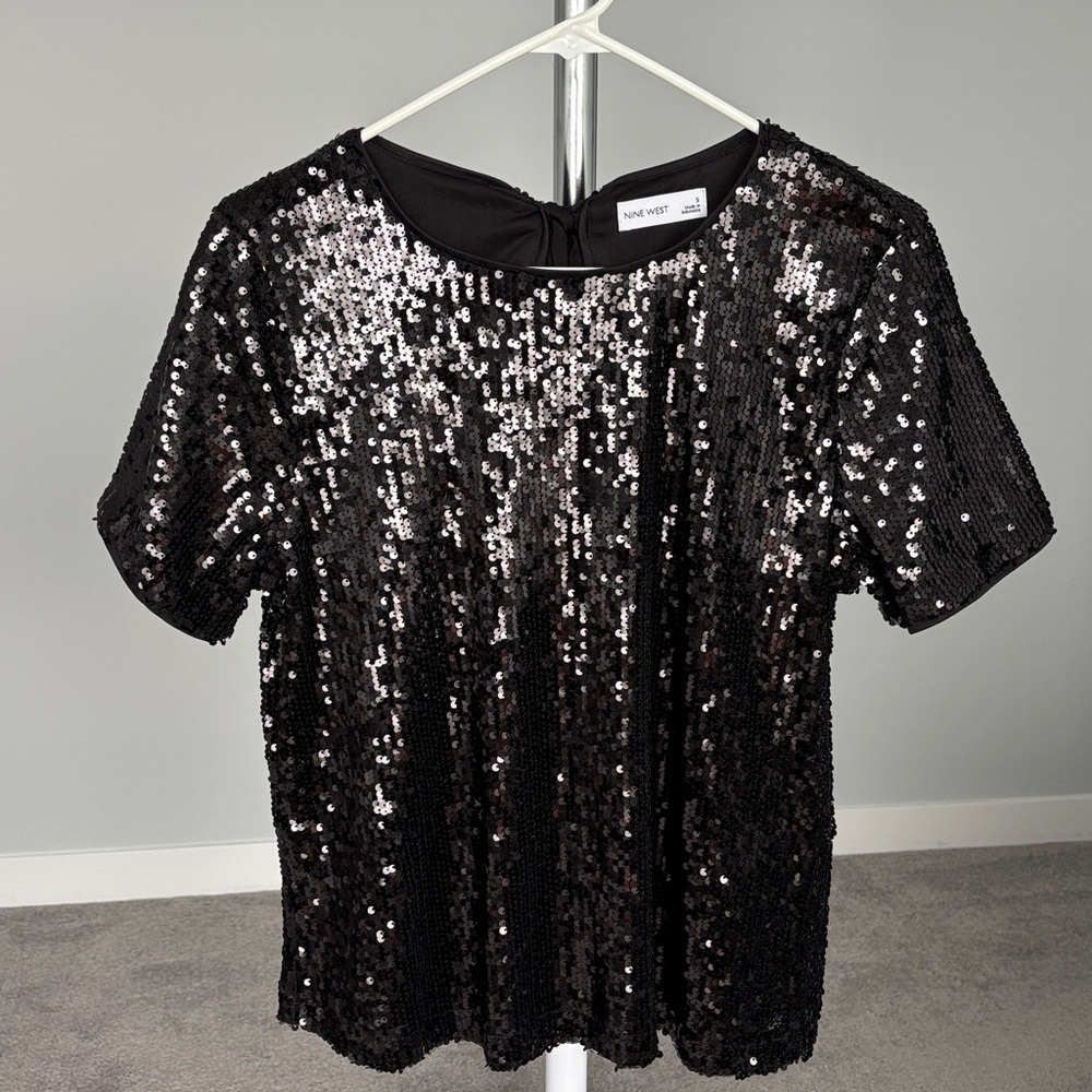 Nine West Black Sequin Top
